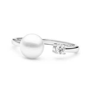 Inel cu perla naturala din argint si cristal DiAmanti SK21479R_W-G (Argint 925‰ 1,6 g.)